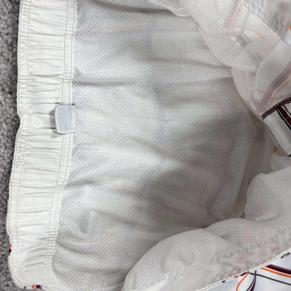 Old Navy Mens Plaid Swim Trunks Board Shorts White Orange Burgundy Size L‎